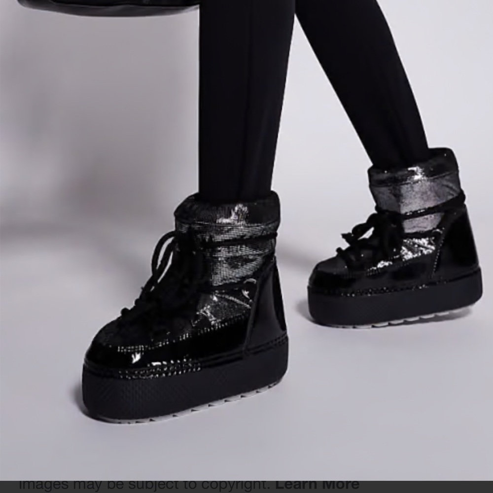 South Beach Lace Up Snow Boot in Black/Silver